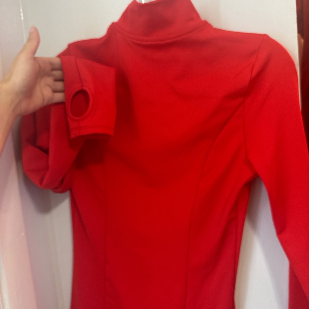 Red Turtleneck Long Sleeve Dress